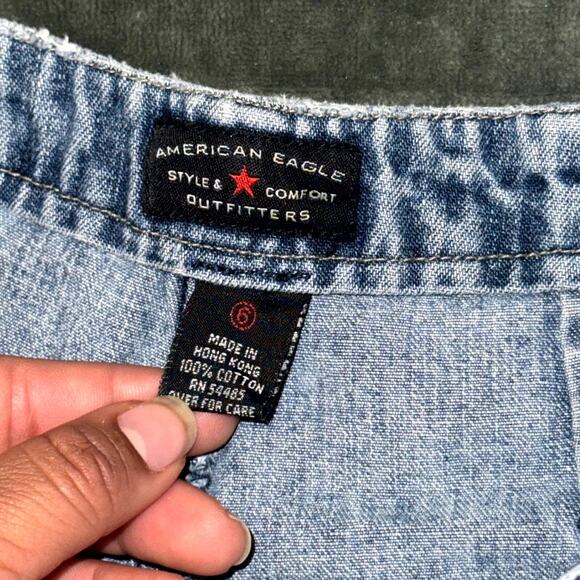 Vintage American Eagle Outfitters Denim Shorts Womens 6 Blue Front Patch Pockets - Picture 3 of 7